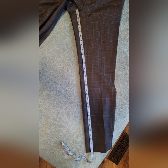 Calvin Klein X Slim Fit blue windowpane print 3 piece Size 44R Coat 36R Pant - Picture 13 of 16